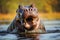 Dominant hippo showcases aggression, signaling territorial authority through assertive actions