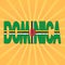 Dominica flag text with sunburst illustration