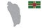 Dominica map with flag.