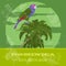 Dominica national symbols. Sisseru parrot, Imperial amazon. Retro styled image