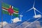 Dominica renewable energy, wind and solar energy concept with windmills and solar panels - renewable energy - industrial