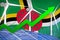 Dominica solar and wind energy rising chart, arrow up - green natural energy industrial illustration. 3D Illustration