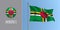 Dominica waving flag on flagpole and round icon vector illustration