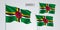 Dominica waving flag set of vector illustration. Green red colors