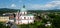 Dominican Monastery in Jablonne v Podjestedi in Czechia, the Basilica and mountain panoramic landscape view.