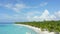 Dominican Republic Bounty palm beach blue ocean background. Tropical palm beach and sea. Nature paradise island background.