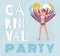 Dominican republic carnival banner vector template. Young latina dancer, cheerful woman in beautiful costume cartoon
