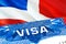 Dominican Republic Visa. Travel to Dominican Republic focusing on word VISA, 3D rendering. Dominican Republic immigrate concept