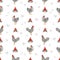 Dominique Chicken breeds seamless pattern. Poultry and farm animals. Different colors set