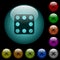 Domino eight icons in color illuminated glass buttons