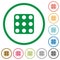 Domino nine flat icons with outlines