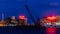 Domino Sugars Factory and Rusty Scupper Restaurant at night, Baltimore, Maryland