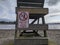 Don`t Feed Waterfowl sign on the back of a lifeguard stand at Juanita Beach Park