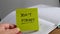 Don`t forget text on sticky note on work desk.