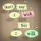 Don\'t Say I Wish, Say I Will Saying Quote Bulletin Board