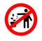 Don`t throw trash in the plant pot prohibition sign vector