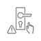 Don`t touch door handle related vector thin line icon.