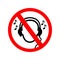 Don`t use headphones sign icon. Prohibition sign â€“ vector