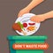 Don`t Waste Food, world food day and International Awareness Day on Food Loss and waste concept illustration vector