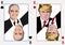 Donald Trump and Joe Biden depicted on playing cards figure of the king. Poker shot, second round of U.S. presidential election