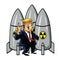 Donald Trump with Nuclear Weapons. Cartoon Vector Illustration