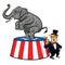 Donald Trump and Republican Elephant. Cartoon, Caricature Vector