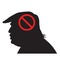 Donald Trump Silhouette With Anti Sign. Vector Icon Illustration