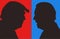 Donald Trump vs Joe Biden. Silhouettes of Donald Trump and Joe Biden. Future President of the USA. Election campaign in the USA.