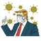 Donald Trump Wearing Mask Anti Coronavirus Icon Cartoon Vector Drawing Illustration. March 26 , 2020