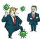 Donald Trump and Xi Jinping   Discussed Fighting Against Coronavirus COVID-19 Cartoon Vector Illustration. Washington DC, April 2,