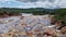 Donana Waterfall in Paraguassu River with dark waters in Andarai, Chapada Diamantina, Bahia in Brazil