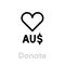 Donate Australia Dollar vector icon. Editable line