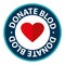 donate blood stamp on white