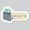 Donate button, badge. Help icon donation