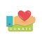 Donate button. Help icon donation