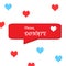 Donate button icon with red and blue hearts. Philanthropy, charity and volunteering symbol.