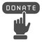 Donate button solid icon. Help vector illustration isolated on white. Online donation glyph style design, designed for