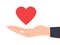 Donate - Hand holding heart illustration.