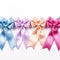 Donate to breast cancer ribbon on white background