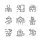 Donating to multiple charities pixel perfect linear icons set