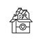 Donation box of food line icon. Vector