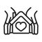 Donation charity volunteer help social hands protection house love line style icon