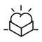 Donation charity volunteer help social heart in cardboard box line style icon