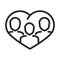 Donation charity volunteer help social people in heart community line style icon