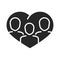 Donation charity volunteer help social people in heart community silhouette style icon