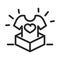 Donation charity volunteer help social shirt heart in box line style icon