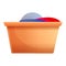 Donation clothes box icon, cartoon style