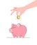 Donation concept with cute pink piggy bank