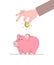 Donation concept with cute pink piggy bank