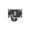 Donation hand with money icon vector